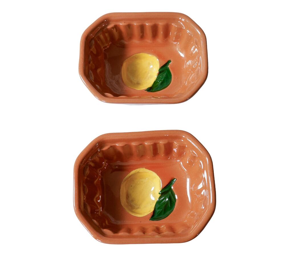 VTG Stangl Pottery Lemon Fruit Jello Pudding Molds Set 2 Cottage Farmhouse Bowl